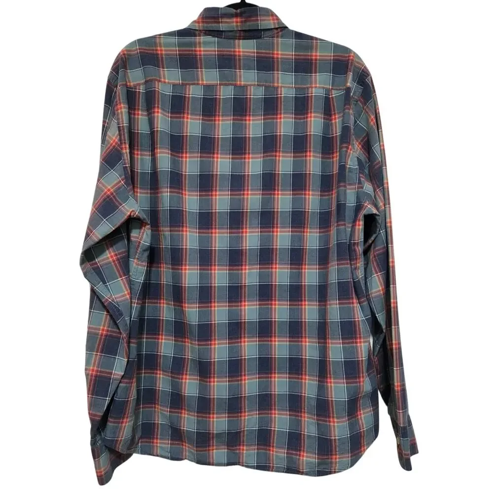 J.Crew Men’s Large Heathered Cotton Plaid Button Down Shirt Blue Red